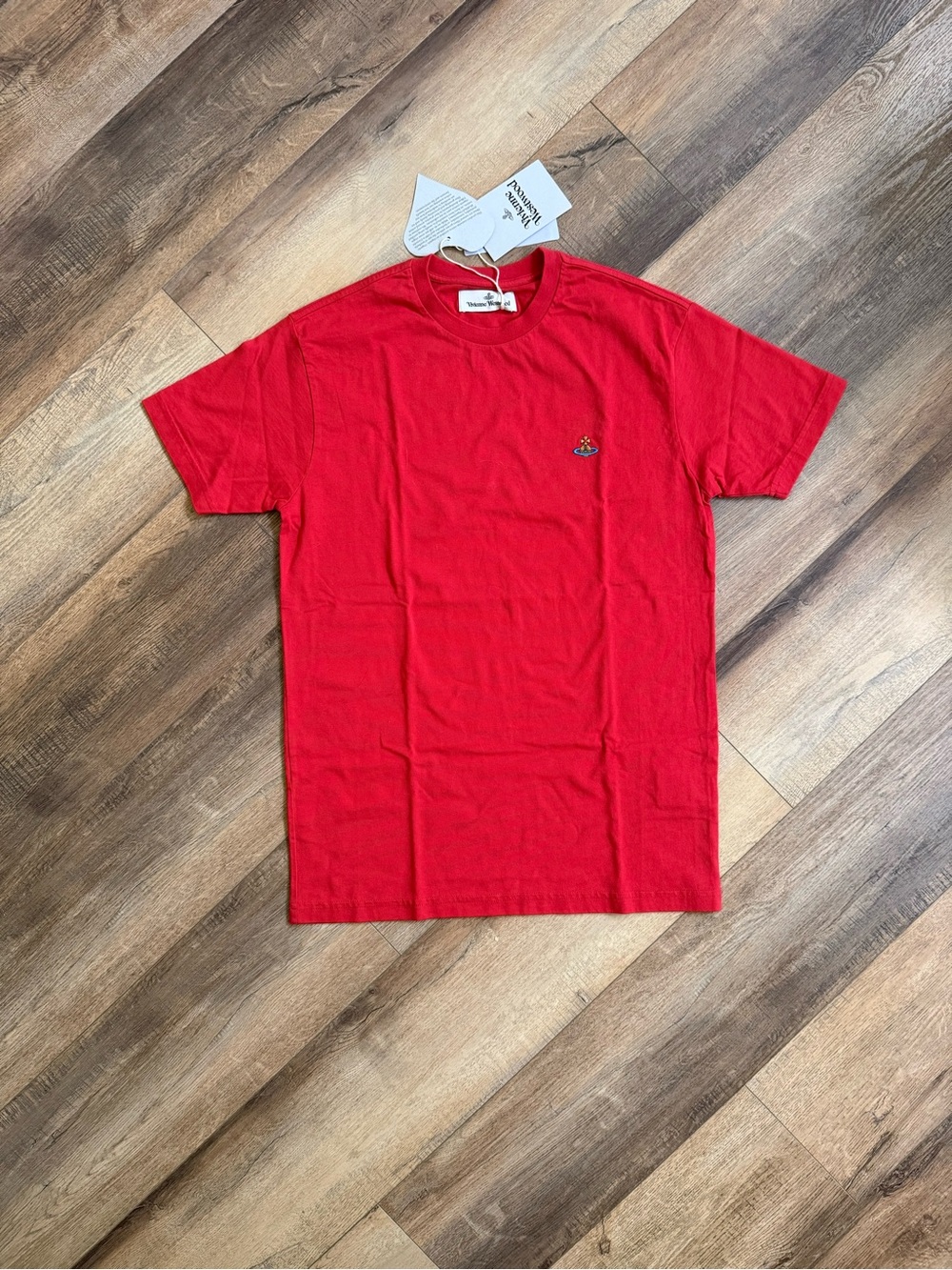 Vivienne Westwood Red Crewneck T-Shirt with Orb Logo